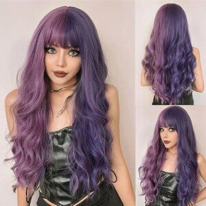 Synthetic Purple Long Hair Wig